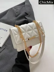 バッグ レディース ショルダーバッグ ファッション ソリッドカラーの 押し花柄フラップチェーンミニショルダーバッグ 1個入り