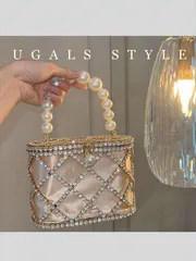 バッグ レディース ドレスバッグ 2025年 ウェディング ブライダル パーティー プロム用 ラグジュアリー レディース クロスボディバッグ、ラインストーン パール 編み込み、ファッション イブニングバッグ