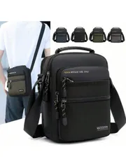 バッグ メンズ ショルダーパック メンズカジュアル マルチポケット スクエアバッグ 防水ナイロンショルダーバッグ、バレンタインデーのギフト、父の日のギフトクロスボディ スリングバック バケーション スクール 夏 キ