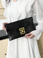 バッグ レディース クラッチバッグ 1個 シンプルなプレーンカラーのファッショナブルなクラッチバッグ、フラップ付きカバー&ストーンテクスチャ、シンプルでエレガントなデザイン