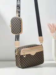 バッグ レディース ショルダーバッグ プリントパターン&コントラストカラー、ミニショルダーバッグ・クロスボディバッグ