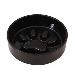 [PB:KS] 早食い防止 食器 犬 猫用 ペット フードボウル 陶器 えさ皿 大型犬 中型犬 吐き戻し えさ入れ 大きめ (ブラック) 1