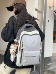 バッグ レディース バックパック リュック リュックサック ガールズ スクールバッグ 無地 リス柄 グレー