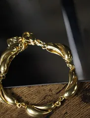 pukkuri curved gold color vintage bracelet ぷっくり カーブ デザイン ゴールドカラー ヴィンテージ ブレスレットのサムネイル