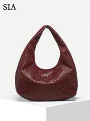 バッグ レディース ショルダーバッグ 1個 ウィメンズ ビンテージ カジュアル かぎ編み ニット フェイクレザー パール付きショルダー/アンダーアーム バッグ、外出、デート、通勤に適しています