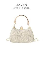 バッグ レディース ドレスバッグ 1個 エレガントでロマンチックな無地フェイクパールビーズ 特殊形状 クラッチバッグ、パーティー、結婚式、セレモニーに、ビーズバッグ