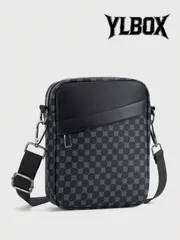 バッグ メンズ ショルダーパック 1個 カラーブロック メンズミニバッグ、ファッションプリントショルダーバッグ、PUレザー スモールスクエアクロスボディバッグ、カジュアル ハイエンド品質、旅行ホリデーギフト、メンズ