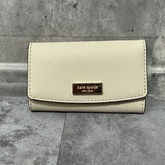 【kate spade】ケイトスペード 無地キーケース シンプルデザイン レザー レディース アイボリー ホワイト キーケース 4連キーリング ロゴプレート付き 型番S338