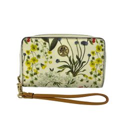 TORY BURCH(トリーバーチ) 長財布美品  - アイボリー×カーキ×マルチ ラウンドファスナー/花柄 レザー Tory Burch - TORY BURCH(トリーバーチ) 長財布美品 - アイボリー