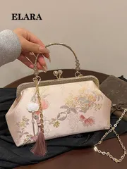 バッグ レディース ドレスバッグ 新しい中国風 刺繍ハンドバッグ、ファッションパールウォレットクロスボディバッグ レディース