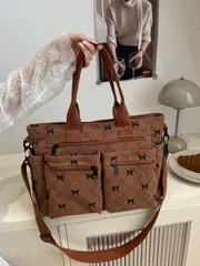 バッグ レディース トートバッグ シンプルな無地 多ポケット ショルダーバッグ コーデュロイ ホーボー トートバッグ レディース、カジュアル クロスボディバッグ 大容量 ハンドバッグ バケツバッグ、ショルダー サッ