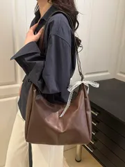 バッグ レディース ショルダーバッグ 高品質ファッション シンプルバオバオバッグ、レディースバッグ、カジュアルショルダーバッグ、大容量アームバッグ、レトロマルチファンクションメッセンジャーバッグ - 無地、ブラック