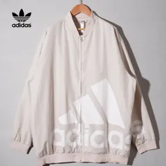 アディダスオリジナルス adidas ORIGINALS ナイロンジャケット 3XL US 企画 クリーム ホワイト ビッグロゴ パフォーマンスロゴ ストリート オーバーサイズ スポーツミックス 古着 D165