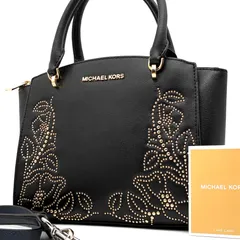 極美品 MICHAEL KORS マイケルコース 2WAY ハンドバッグ ショルダーバッグ 鞄 レザー ブラック 黒 スタッズ フローラル 花柄 フラワー 斜め掛け 自立 レディース 女性 通勤 エレガント 上品 華やか ご褒美 ギフト