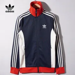 美品 アディダス オリジナルス adidas ORIGINALS トラックジャケット ヨーロッパTT S〜M 相当 ネイビー レッド クリーム ユニセックス Europe TT ストリート ロゴ刺繍 ジャージ スポーツミックス 古着 D168
