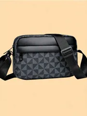 バッグ メンズ ショルダーパック 多機能 四角形 ショルダーバッグ 学生用、レター柄ミニバッグ バッグチャーム付き、カレッジ、スポーツ、通勤、ナイロン、ホリデー必需品、ポータブルサイドバッグ、アウトドア、プレゼント