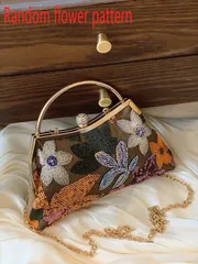 バッグ レディース ドレスバッグ 刺繍フローラル チュール&スパンコール パッチワーク レトロシック クラッチバッグ、エレガントな女性用 イブニングハンドバッグ パーティに、パーティー 結婚式 卒業式 ディナー/バ