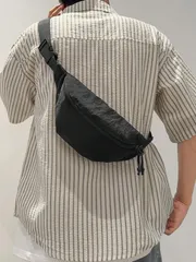 バッグ メンズ ウエストバッグ 1個 調整可能なストラップ ジッパー開閉 文字プリント カジュアル ショルダーバッグ/ウエストポーチ、軽量 防水ナイロン マルチコンパートメント ファニーパック メンズ、デイリー、ス