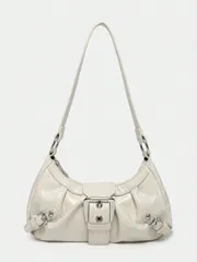 バッグ レディース ショルダーバッグ 1個 レディース レトロ ワイン色 ダメージ加工 革 バイクバッグ リベット付き バックル クラウドデザイン ショルダー/脇 バッグ 仕事 デート パーティー用