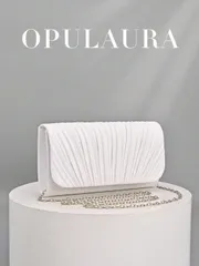 バッグ レディース ドレスバッグ 1個 白光沢メタリックフラップクラッチバッグ、高級レザーイブニングバッグ、エレガントなきらめくフォーマルクラッチバッグ、ガラ、パーティー、結婚式、誕生日に最適 - フォーマルドレス