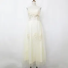 ONLISA パーティ 発表会 仮装ドレス ベアトップ ロング ギャザースカート 刺繍 ビジュー レースアップ ベージュ イエロー