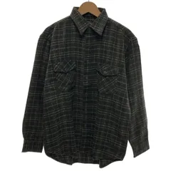 【中古】　FIRST DOWN　ネルシャツ　フランネル　長袖　トップス　チェックシャツ　レギュラーカラー　胸ポケット　古着
