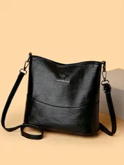 バッグ レディース ショルダーバッグ 1個 無地 PUレザー大容量 軽量 ショルダーバッグ カンガルーメタルデコレーション付き、女性の日常使いに適し、多用途