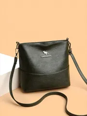 バッグ レディース ショルダーバッグ 1個 無地PU大容量 軽量 ショルダーバッグ カンガルー メタルデコレーション付き、女性の日常使いに最適、多用途