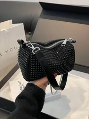 バッグ レディース ショルダーバッグ ラインストーン装飾 ファッションチェーンショルダーハンドバッグ