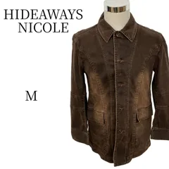 HIDEAWAYS NICOLE ハイダウェイニコル コットン ストレッチ ジャケット ブルゾン サイズ46 M 茶 ブラウン フェード感 ヴィンテージ加工 古着 スエード調 カジュアル ワーク 伸縮性 メンズのサムネイル