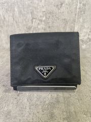 PRADA プラダ 三角プレート 二つ折り財布 ブラウン ナイロン