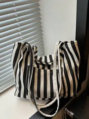 バッグ レディース トートバッグ ファッショナブルなレトロストライプキャンバストートバッグ、大容量、多用途、仕事、学校、アウトドア活動に最適、バックパック、キャンバスバッグ、ビーチバッグとしても使用可能