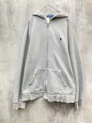 POLO RALPH LAUREN ポロ ラルフローレン 刺繍 ジップアップ パーカー シンプル カジュアル sizeXL/TG(18-20)/グレー ■◇◎レディース