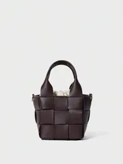 バッグ レディース ハンドルバッグ チェック柄 ブラウン バケットバッグ 2ハンドル デイリー クリスマス ウィンター クリスマスギフト