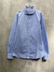 nano universe ナノユニバース ギンガムチェック シャツ 爽やか コットン 清潔感 オフィスカジュアル sizeM/青×白 ■◇ メンズ