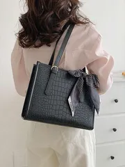 バッグ レディース ショルダーバッグ 1個 ファッション レディースハンドバッグ、ショルダーバッグ、大容量、正方形、PU レザー、 傷や擦り傷に強い、ショッピング、デート、外出、仕事に適し、ビンテージワニ柄、エレガ