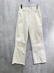 CLASSICAL ELF クラシカルエルフ 裾フリンジセミフレア デニムパンツ 美脚シルエット シンプルsizeM/クリーム ■■ レディース