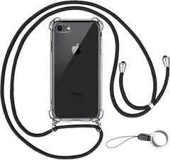 OJBSEN iPhone SE 3/2 用ケース アイフォンSE 第3世代/第2世代 ケース iPhone7/8 用カバー [ストラップ2種付き] 調節可能な ショルダー 肩がけ 首掛け 紐付き 薄型 透明 PC + 軽量 シリコン TPUバンパー