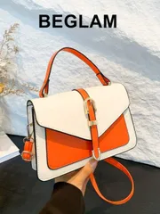 バッグ レディース ハンドルバッグ フェイクレザーベルトデコレーション フラップショルダーバッグ