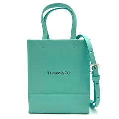 TIFFANY&Co. ティファニー ミニ ショッピングバッグ ２WAY ハンド ショルダーバッグ ハンドバッグ ブルー レザー ミニバッグ ロゴ  レディース ギフト プレゼント