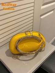 バッグ レディース クラッチバッグ この上品でエレガントな黄色のPUハンドバッグは、ゴールドのハードウェアとビーンバッグスタイルのデザインが特徴です。女性の日常のデート、バケーション、ディナー、結婚式などに最適な選