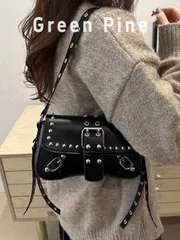 バッグ レディース ショルダーバッグ Y2Kファッション ヴィンテージ リベット レディースショルダーバッグ、三日月型クロスボディバッグ、カジュアルデイリーショルダーバッグ、ショッピング、財布、若い女性、大学生、初