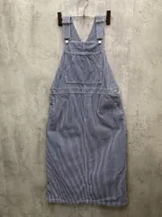 ベルメゾン ニューベーシック ストライプ ヒッコリー デニム スカートサロペット ジャンスカ オールインワン sizeM/白ｘ紺 ■■ レディース