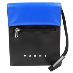 未使用品△MARNI マルニ SBMQ0036A TRIBECA トライベッカ ロゴ シューレースストラップ付き ポーチ サコッシュ ショルダーバッグ ブルー ブラック イタリア製 メンズ 保存袋付き オススメ◎のサムネイル