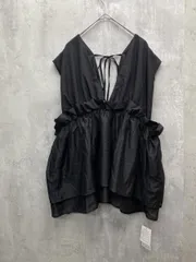 新品 La-gemme ラジエム 深Vネック ペプラム ティアード ブラウス シャツ チュニック sizeFREE/ブラック ■◆ レディース