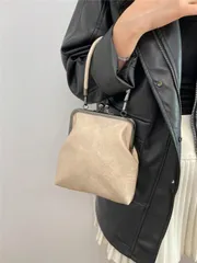 バッグ レディース ショルダーバッグ ビンテージフェイクレザークロスボディバッグ、レトロスタイルのキスロック ミニハンドバッグ、調節可能な肩紐、無地軽量シティトートバッグ、ポリエステル裏地、ユニセックス