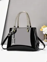 バッグ レディース ハンドルバッグ エレガントでファッショナブルな特許皮革ハンドバッグ、大容量のマザーズバッグ、ショルダートートバッグ、ファッショナブルデザイン、新しいソフトレザースモールスクエアバッグ、ハンドバッ