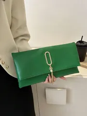 バッグ レディース クラッチバッグ エレガントなフレンチビンテージファッション 無地ミニマリスト レディースクラッチバッグ、メタルオーバルハードウェア&タッセルデコレーション、イブニング、パーティーなどのシーンに適