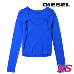 新品・未使用 ディーゼル DIESEL [XSサイズ] 長袖ジャージーカットソー レディース ワンポイントロゴ刺繍 レイヤード ストレッチ T-OLAY