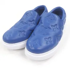 極美品□LOUIS VUITTON ルイヴィトン 2022年製 LV ビバリーヒルズライン レザー スリッポン ローカットスニーカー ブルー 8.5 イタリア製 メンズ